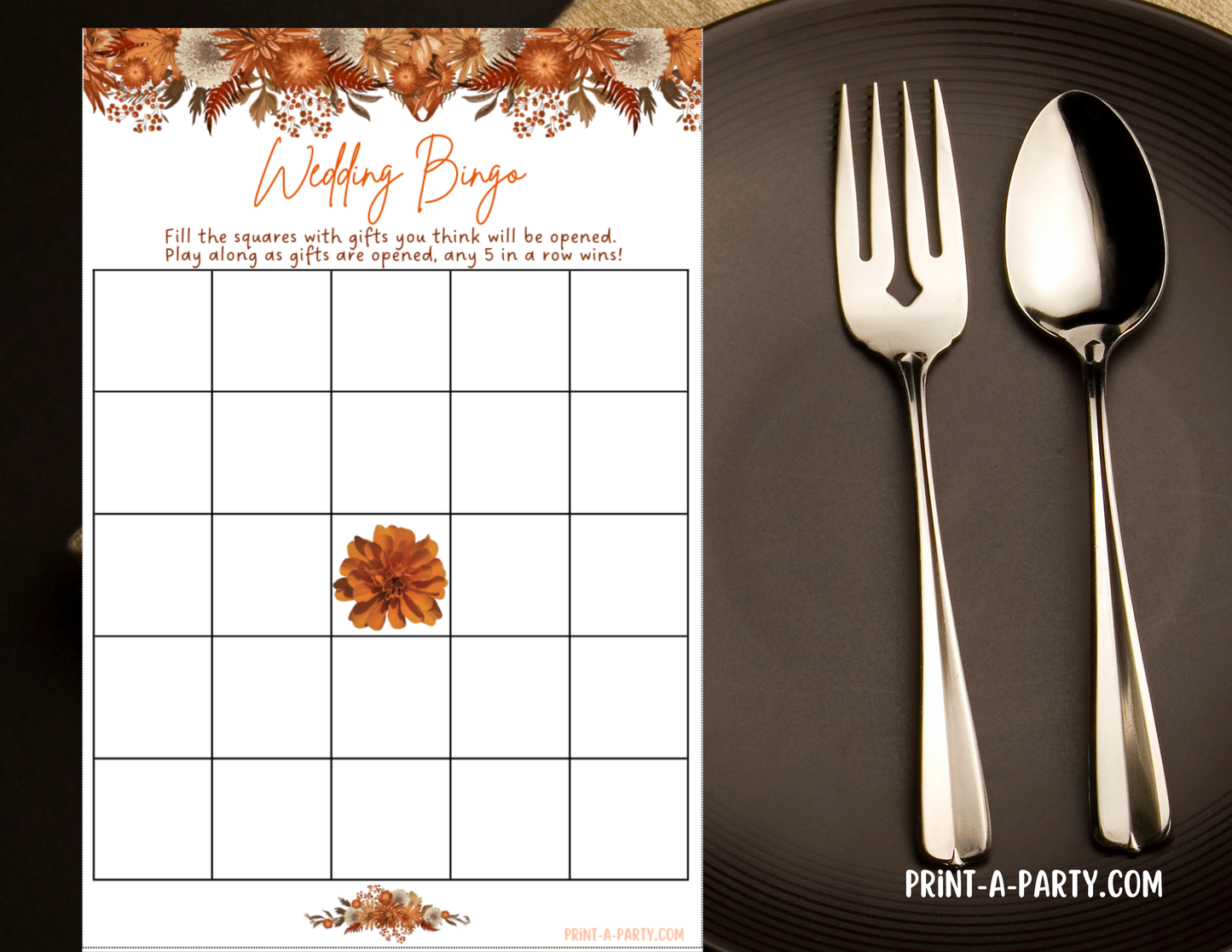 GAME BUNDLE: Bridal Wedding Shower Engagement Party Game Bundle | Fall Wedding | Fall Wedding Theme | Burnt Orange Wedding Florals | Printable