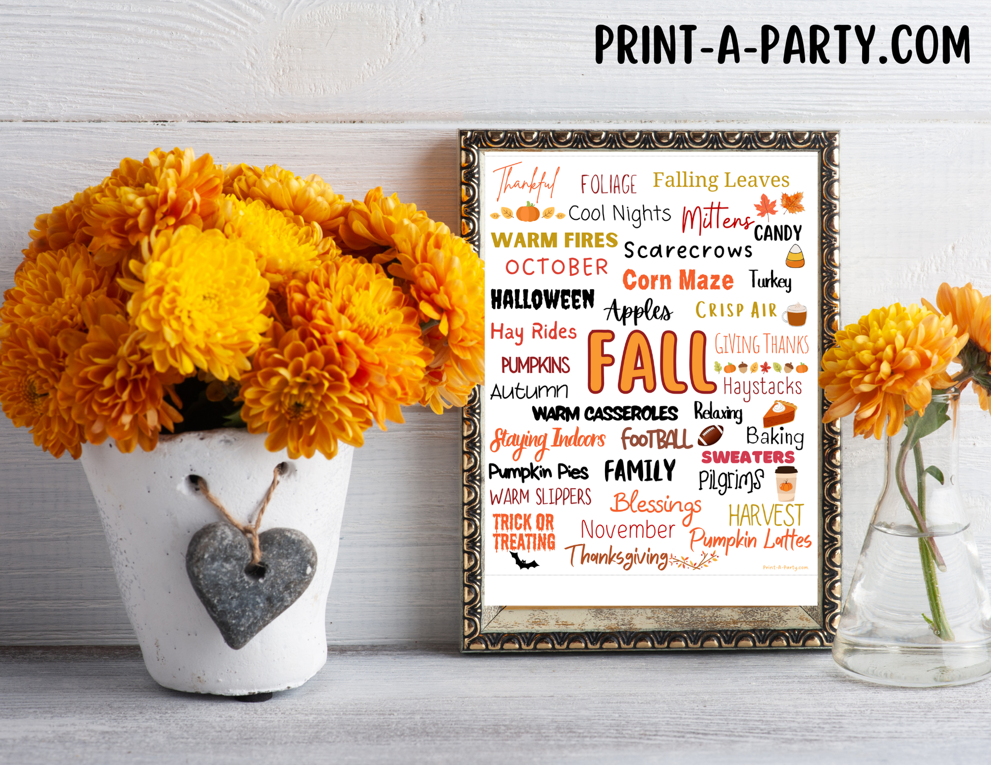 Printable Quote Fall Word Collage Wall Art - perfect for Cozy Home Fal ...