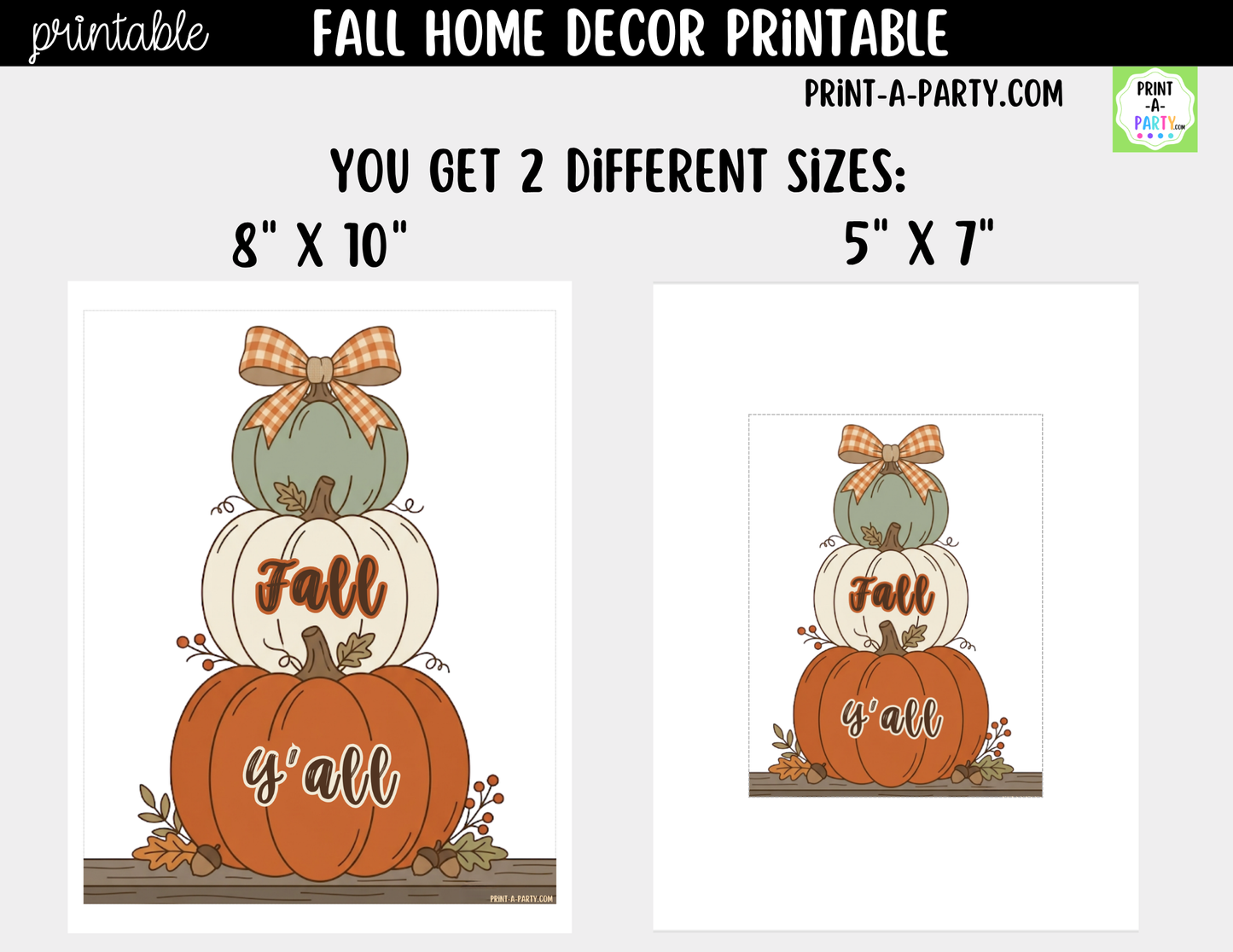 Printable Fall Wall Art | Fall Y'All Farmhouse Sign | Autumn Decor