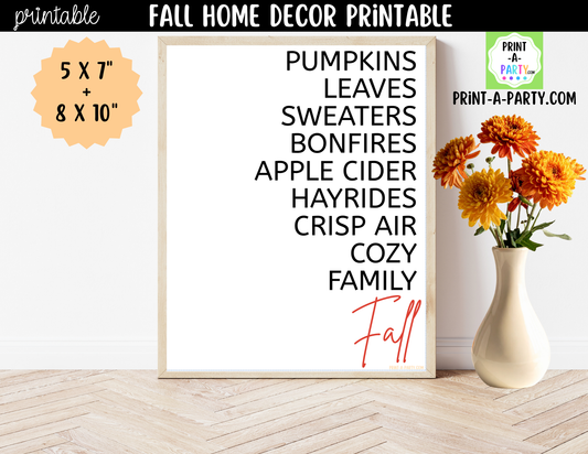 Printable Fall Wall Art | Cozy Fall Quote Sign | Minimalist Autumn Home Decor