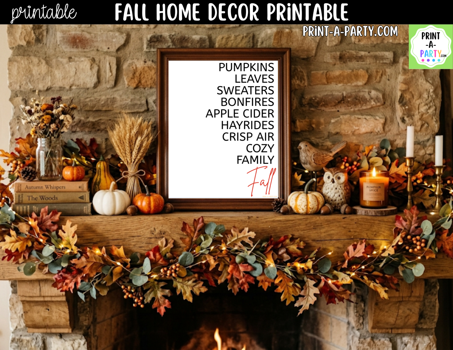 Printable Fall Wall Art | Cozy Fall Quote Sign | Minimalist Autumn Home Decor
