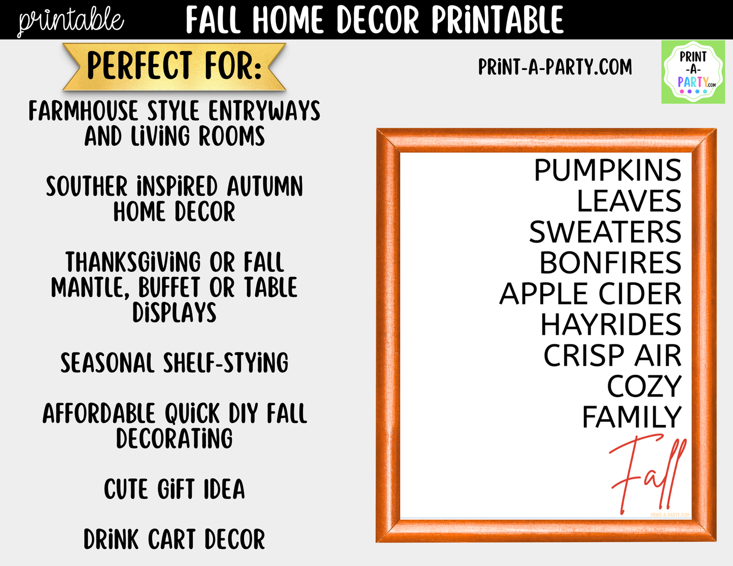 Printable Fall Wall Art | Cozy Fall Quote Sign | Minimalist Autumn Home Decor