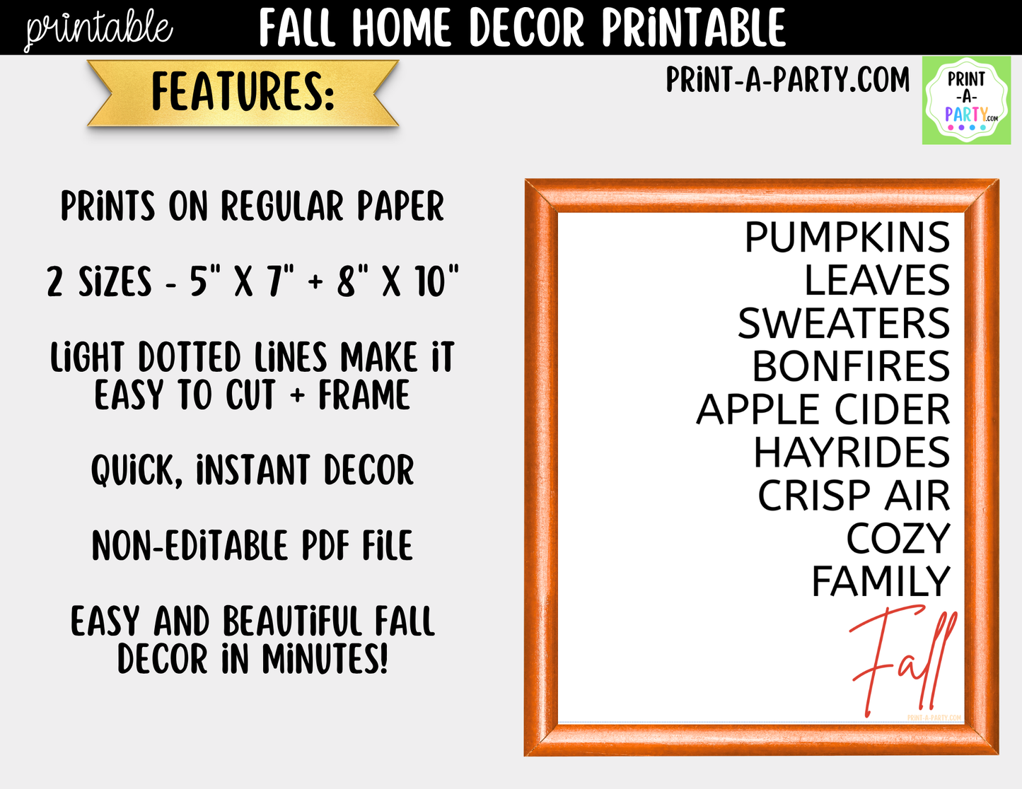 Printable Fall Wall Art | Cozy Fall Quote Sign | Minimalist Autumn Home Decor