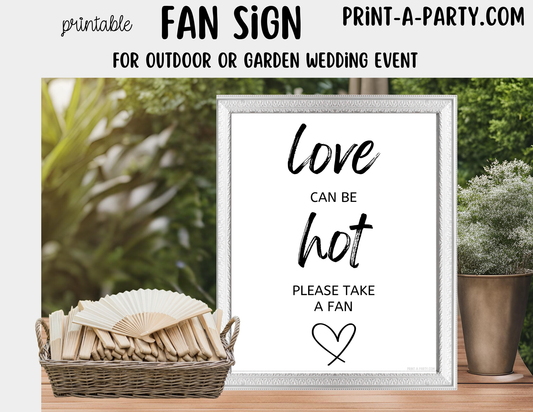 Printable Fan Sign (8x10) - Outdoor or Garden Wedding Shower Decor - Instant PDF Download