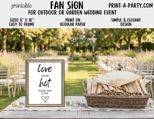 Printable Fan Sign (8x10) - Outdoor or Garden Wedding Shower Decor - Instant PDF Download