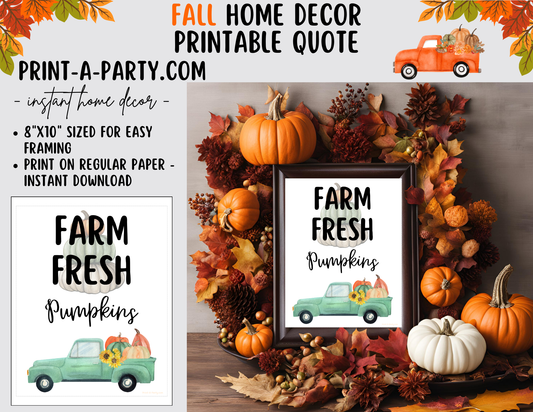 PRINTABLE QUOTE | Instant Art | Word Art | Farm Fresh Pumpkins | Farmhouse Decor | Fall | Word Art | Home Decor