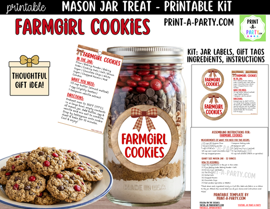 Farmgirl Cookies Jar Kit | Labels, Tag, Recipe & Instructions