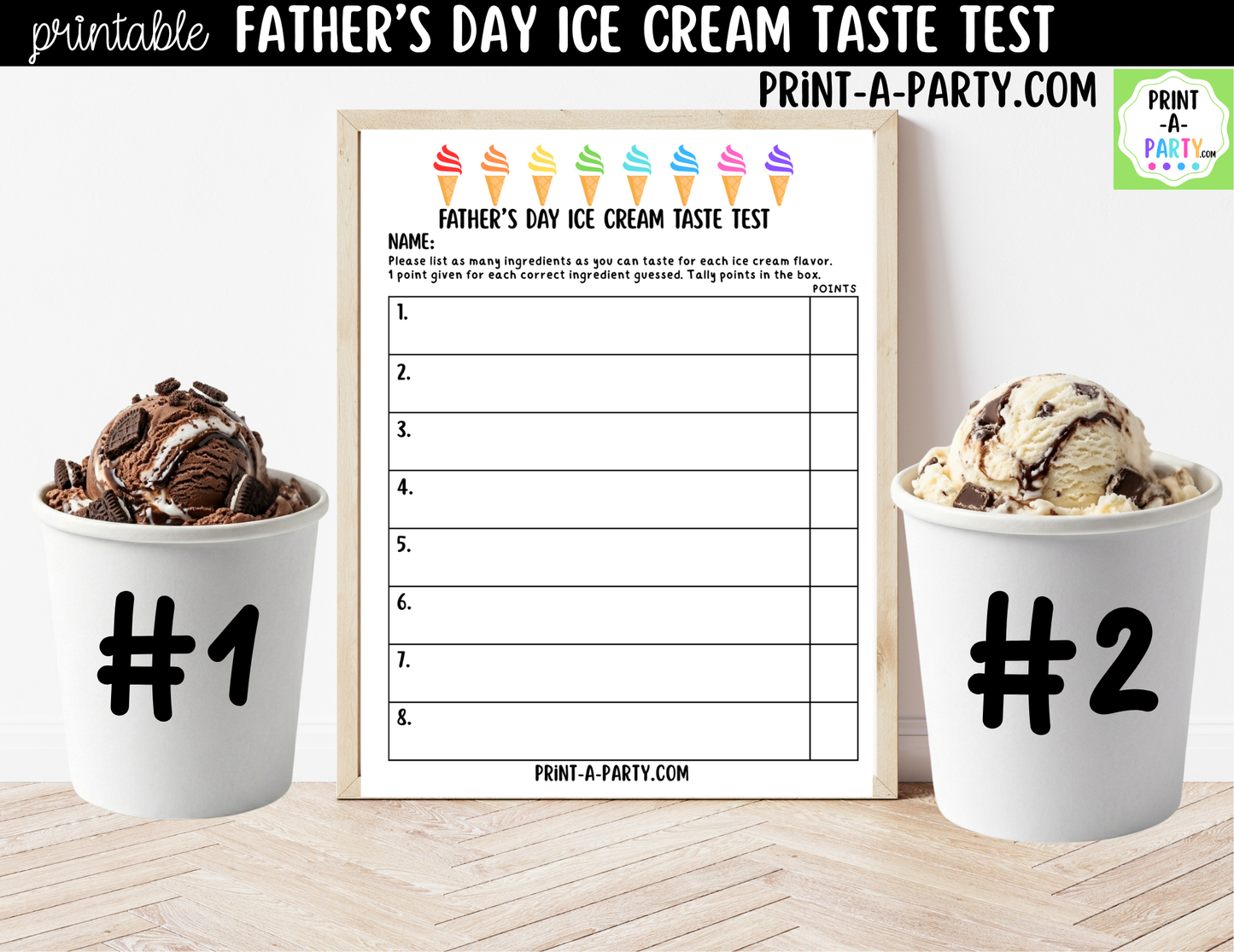 Father's Day Activity - Ice Cream Taste Test Printable - FREE INSTANT DOWNLOAD