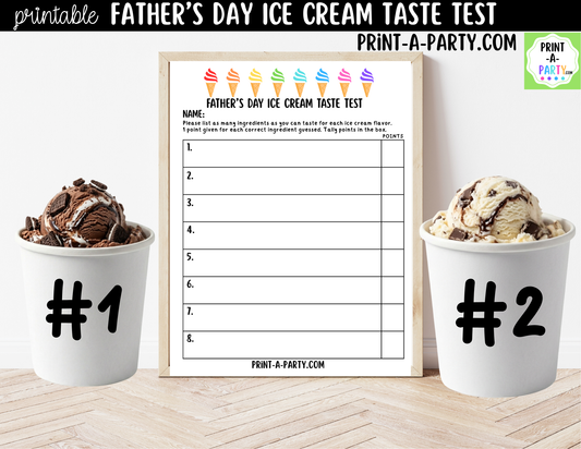 Father's Day Activity - Ice Cream Taste Test Printable - FREE INSTANT DOWNLOAD