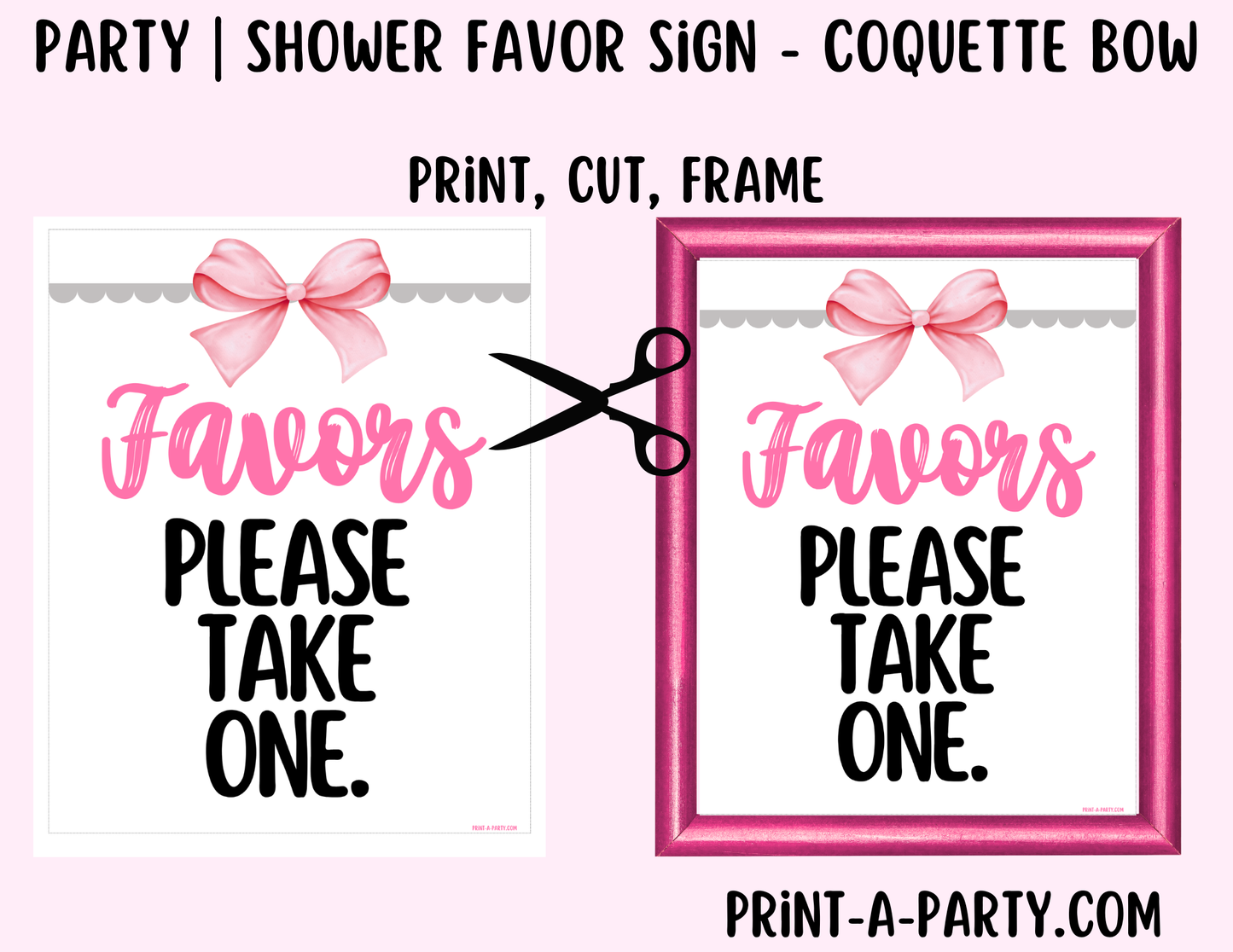 Pink Coquette Bow Favors Sign (8x10) – Instant Download