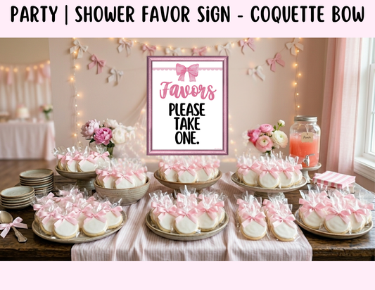 Pink Coquette Bow Favors Sign (8x10) – Instant Download