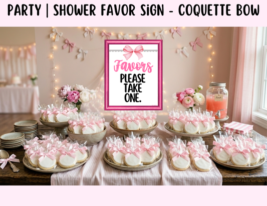 Pink Coquette Bow Favors Sign (8x10) – Instant Download