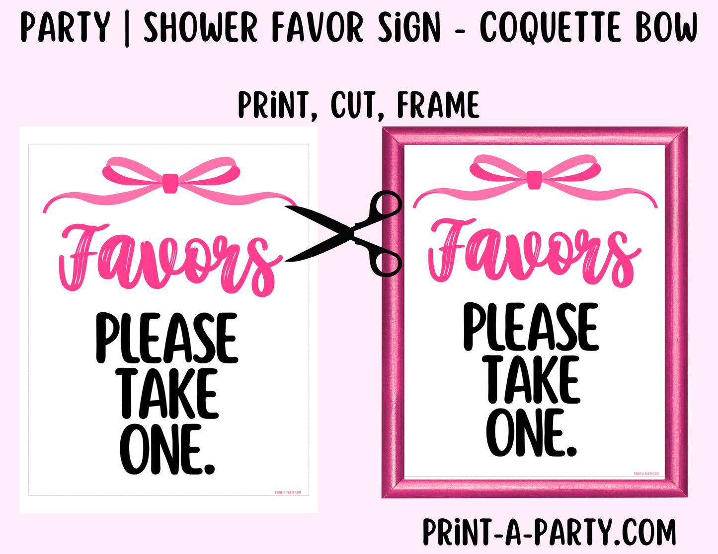 Pink Coquette Bow Favors Sign (8x10) – Instant Download