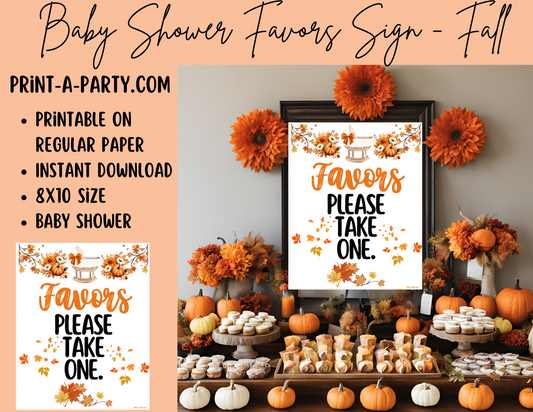 FAVORS SIGN - Fall Baby Shower | Fall Baby Shower Favors | Fall Shower Favors Sign | Favors Please take one Sign