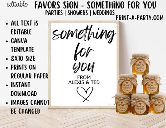 Editable Favors Sign (8x10) Something For You – Canva Printable Template