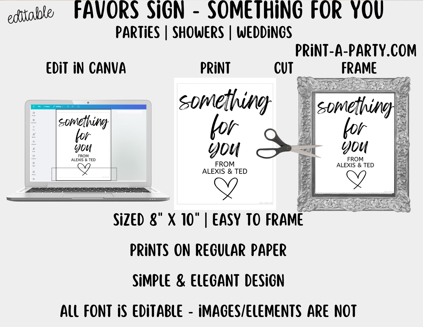 Editable Favors Sign (8x10) Something For You – Canva Printable Template