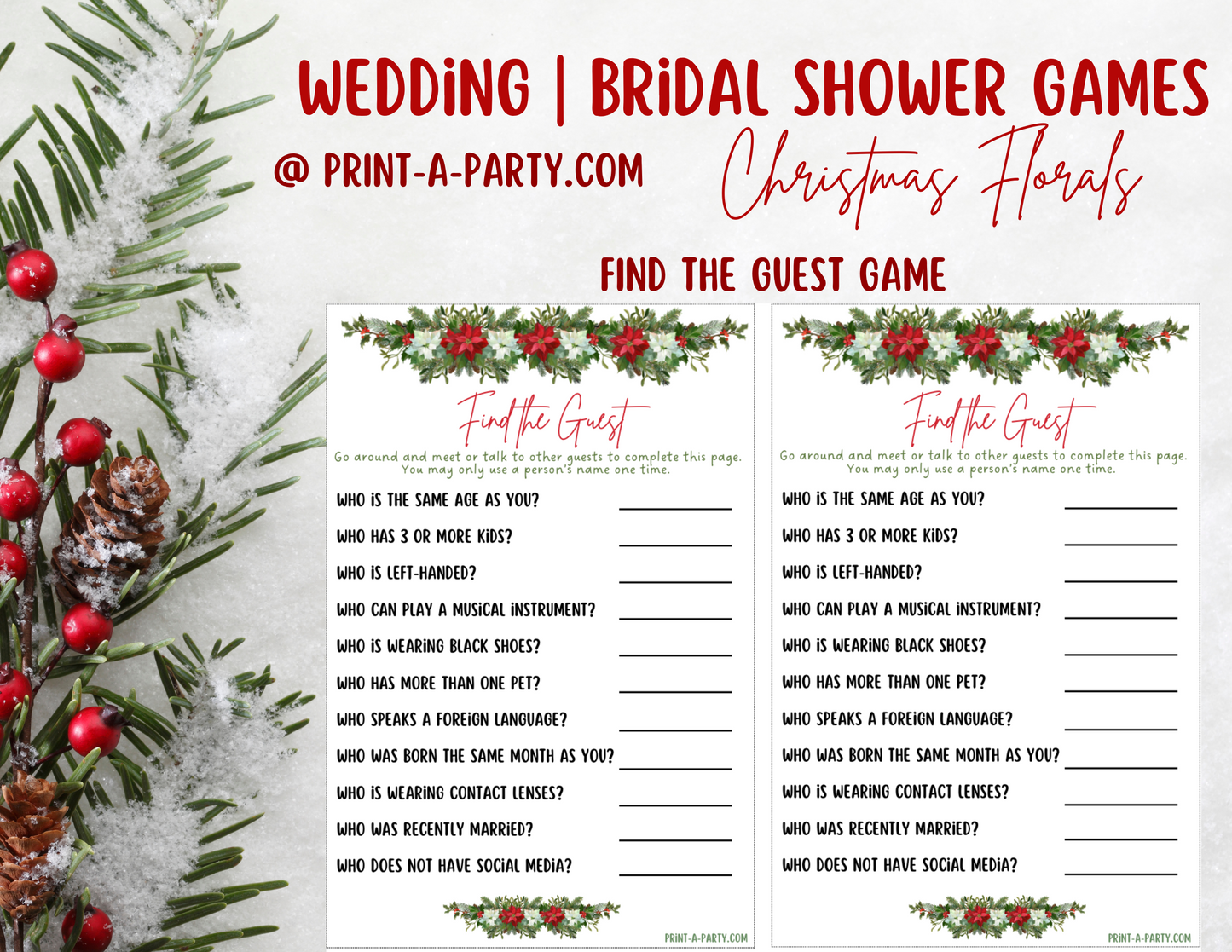 GAME BUNDLE: Bridal Christmas Shower Game Bundle | Christmas Bridal Theme | Christmas Wedding Shower | INSTANT DOWNLOAD