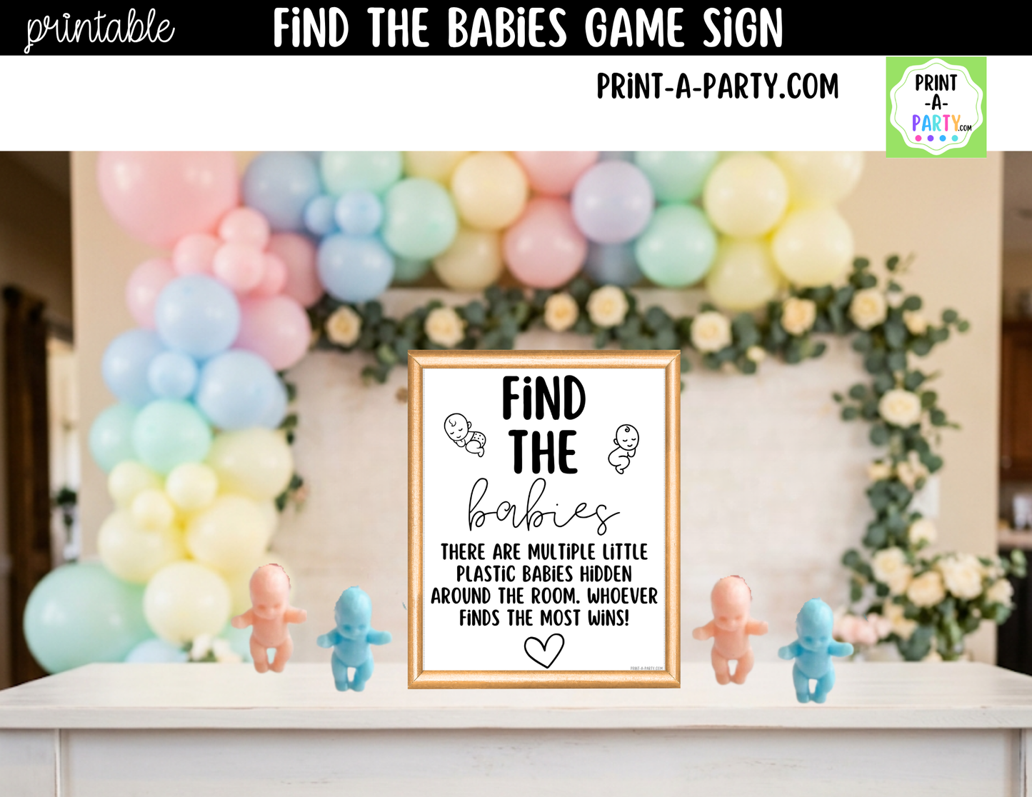 Find The Babies Printable Game Sign (8x10) – For Baby Showers and Events