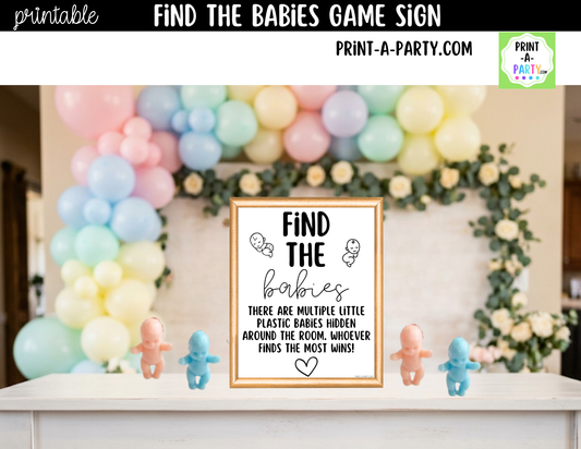 Find The Babies Printable Game Sign (8x10) – For Baby Showers and Events