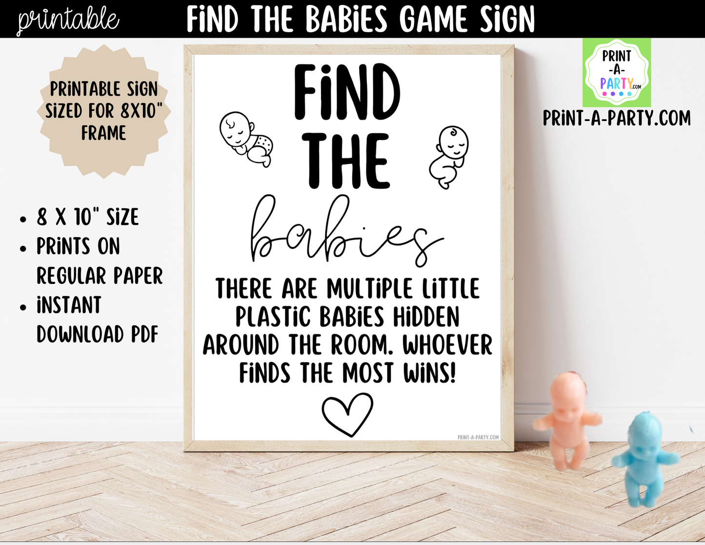 Find The Babies Printable Game Sign (8x10) – For Baby Showers and Events