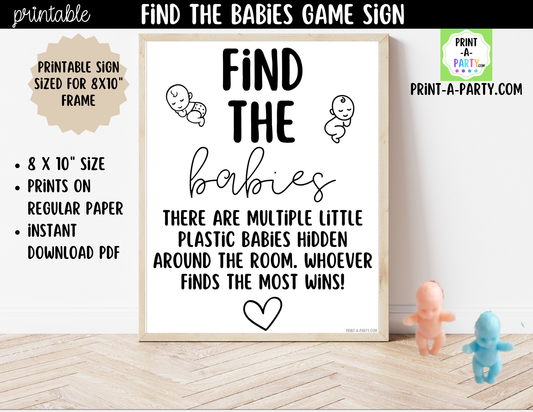 Find The Babies Printable Game Sign (8x10) – For Baby Showers and Events