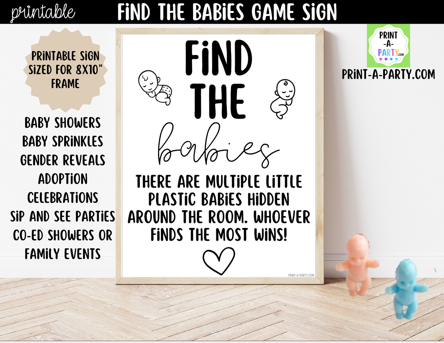 Find The Babies Printable Game Sign (8x10) – For Baby Showers and Events