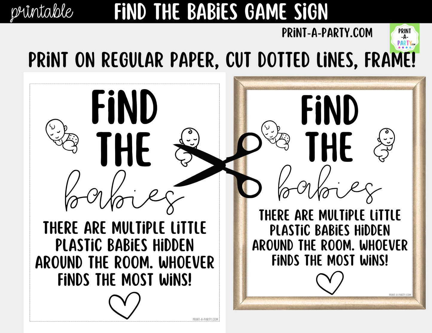Find The Babies Printable Game Sign (8x10) – For Baby Showers and Events