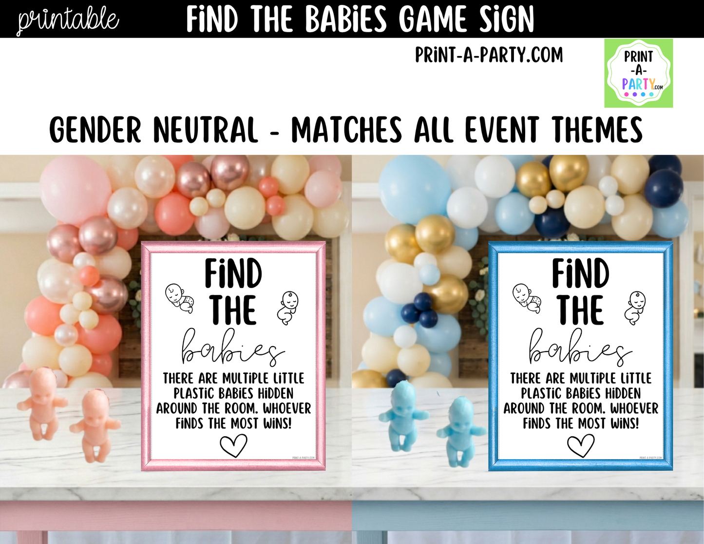 Find The Babies Printable Game Sign (8x10) – For Baby Showers and Events