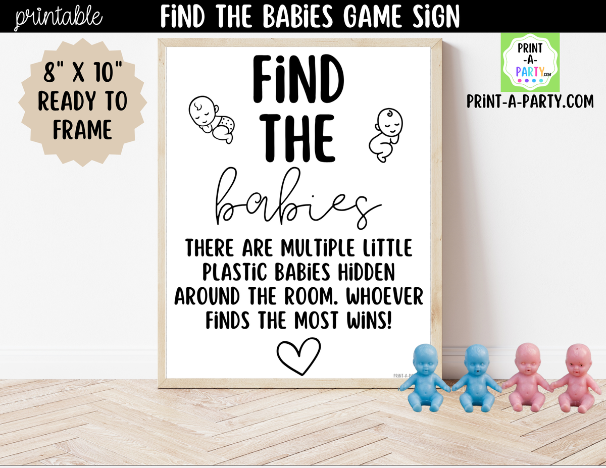Find the Babies Game Printable Sign – Baby Shower Party Game