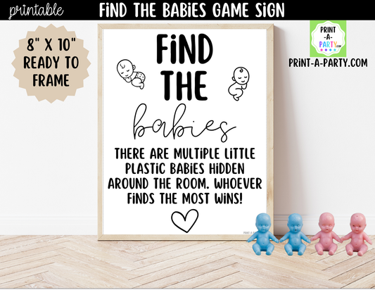 Find the Babies Game Printable Sign – Baby Shower Party Game