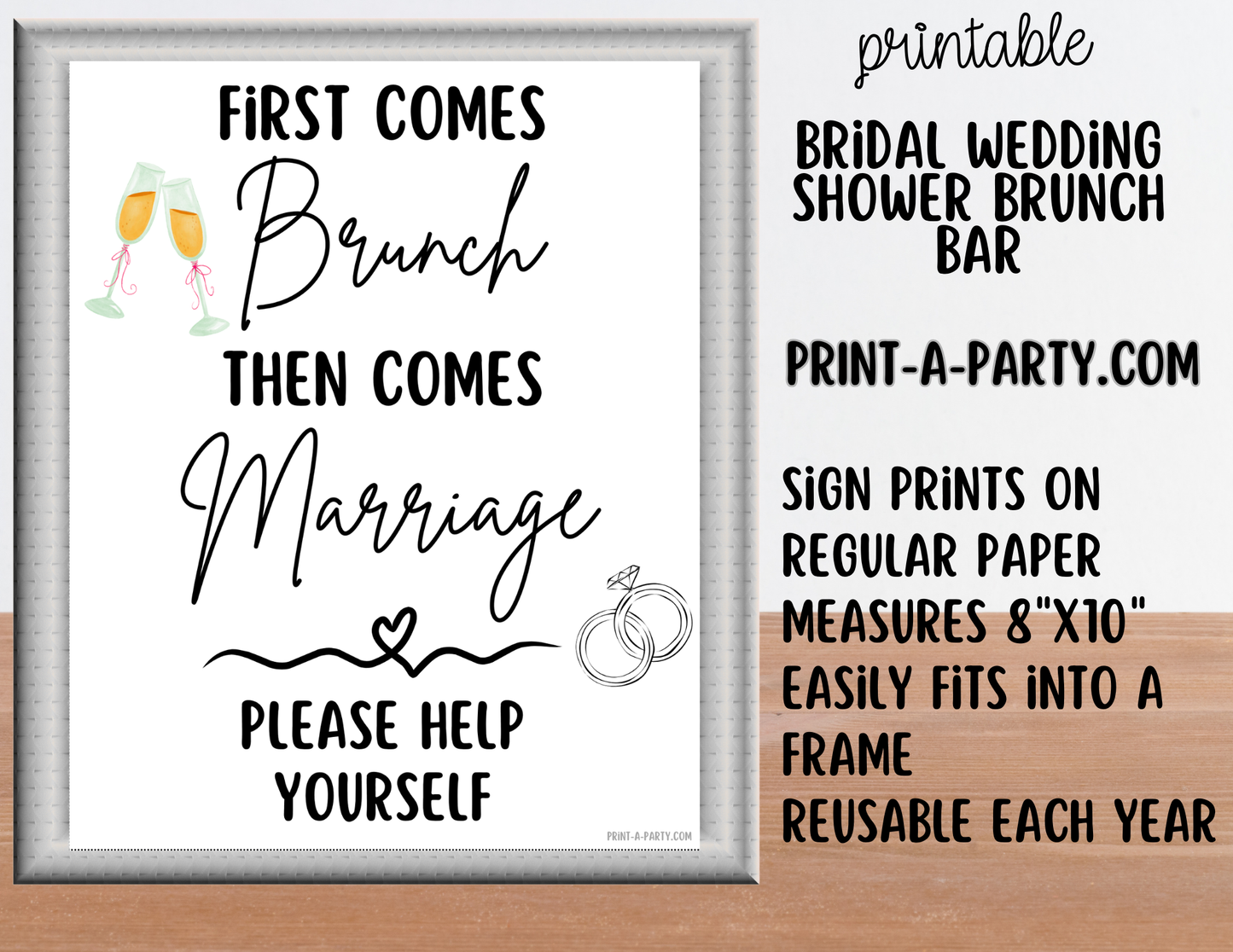 Wedding Event Bridal Brunch Bar Printable Sign & Tent Cards | Wedding Shower Breakfast Bar Decorations | Instant Download