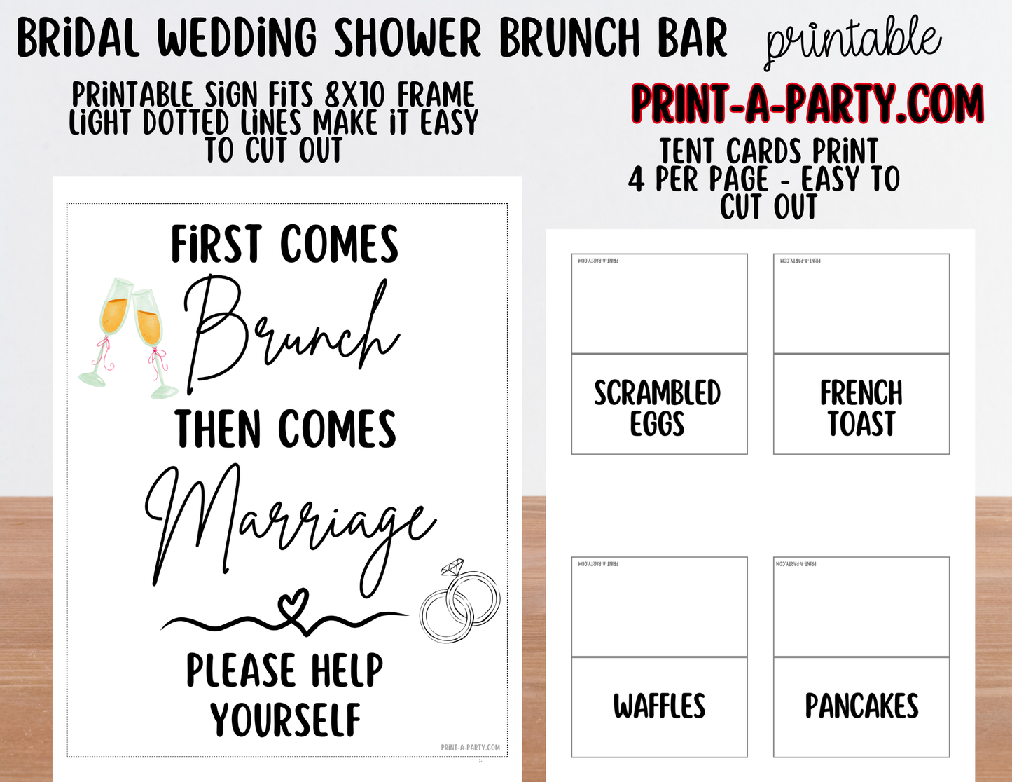 Wedding Event Bridal Brunch Bar Printable Sign & Tent Cards | Wedding Shower Breakfast Bar Decorations | Instant Download
