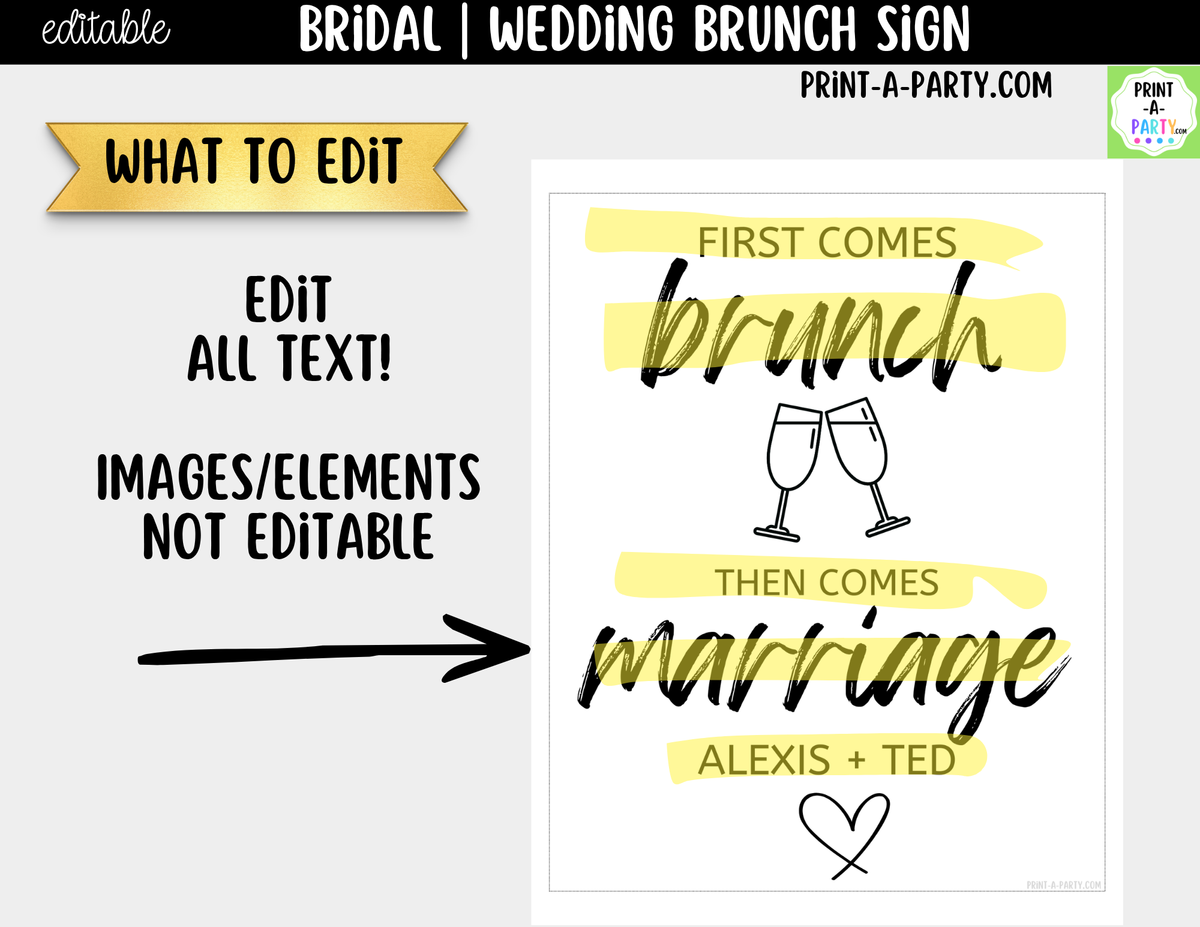 Editable Brunch Sign Canva Template – Printable 8x10