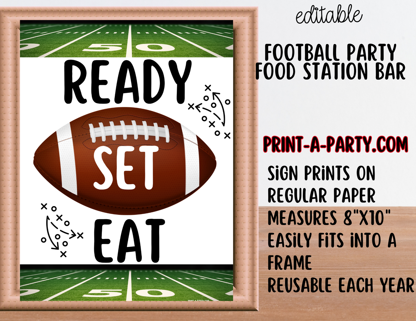 Editable FOOTBALL PARTY FOOD Bar - Sign and food labels - perfect for Super Bowl and Game Days!