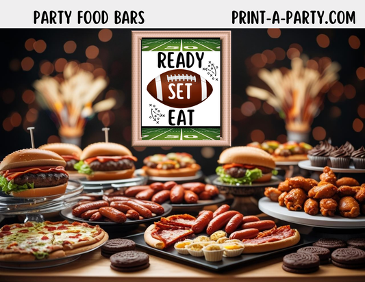 Editable FOOTBALL PARTY FOOD Bar - Sign and food labels - perfect for Super Bowl and Game Days!