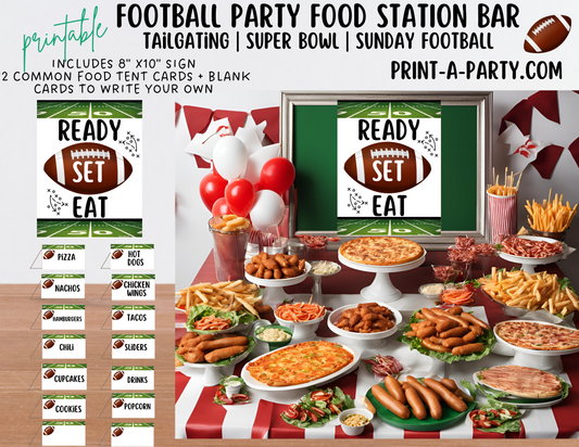 FOOTBALL PARTY FOOD Setup EDITABLE and PRINTABLE | Party Food Station | Party Food Bar | Superbowl Party | Football tailgating