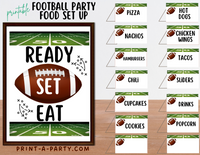 FOOTBALL PARTY FOOD Setup EDITABLE and PRINTABLE | Football Party Sign | Football Party Labels | Superbowl Party | Football tailgating | Printable