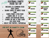 FOOTBALL PARTY FOOD Setup | Football Party Sign | Football Party Labels | Superbowl Party | Football tailgating | Printable