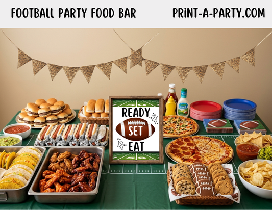 Football Party Food Buffet Printable Sign (8x10) + food tent cards - for Super Bowl and Game Days!