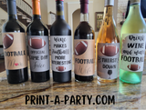 WINE LABELS: Football Wine (6) - INSTANT DOWNLOAD - Pick your design