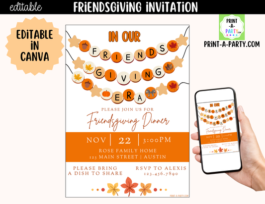 Editable Friendsgiving Invitation | Canva Template | 5x7 Thanksgiving Invite