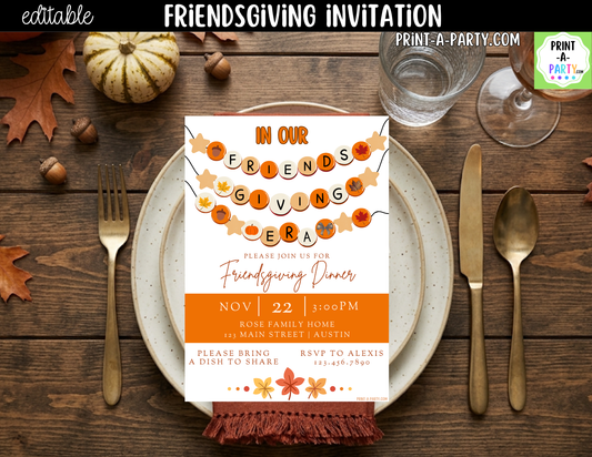 Editable Friendsgiving Invitation | Canva Template | 5x7 Thanksgiving Invite