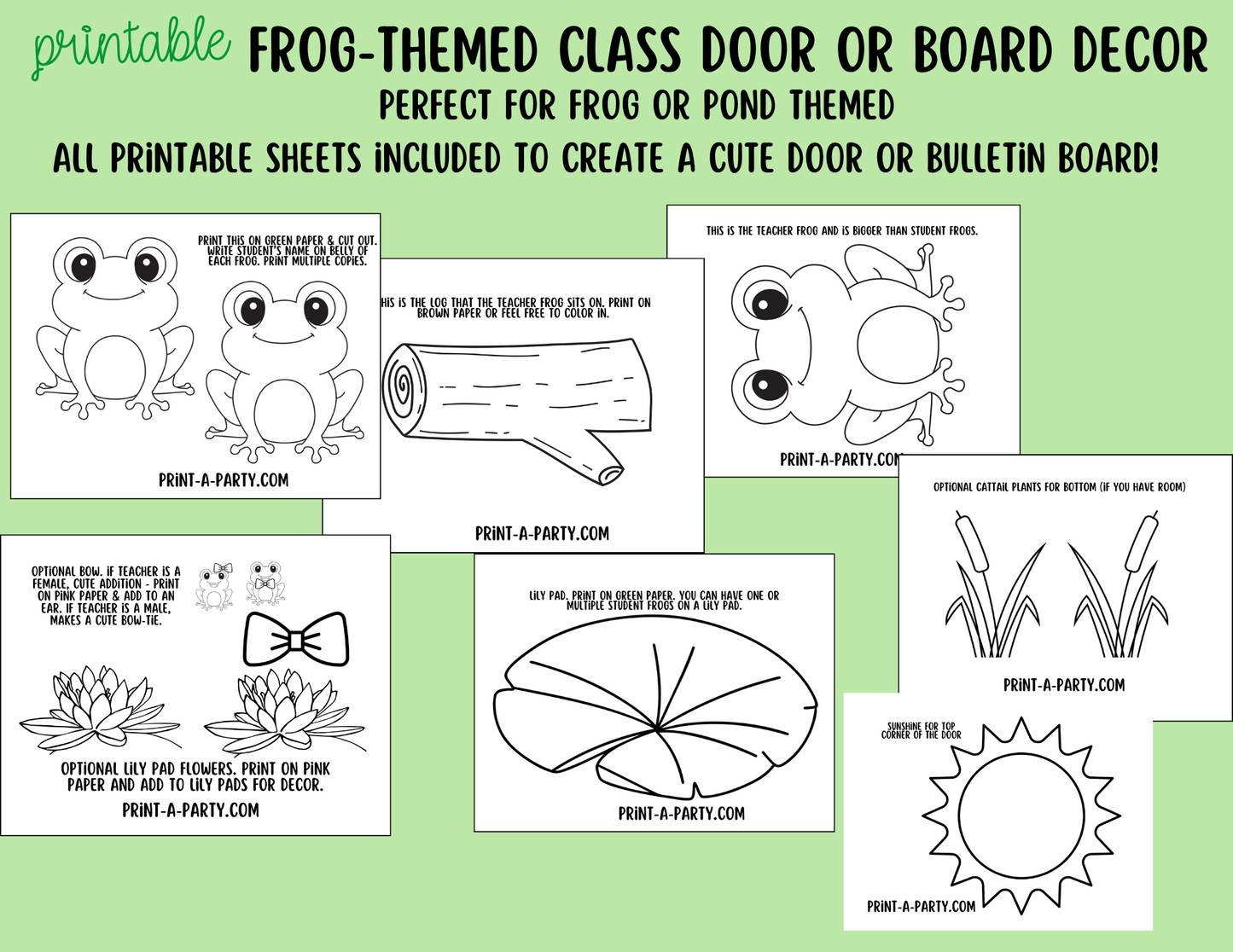 CLASSROOM DECOR | Frog-Themed Door Decoration Bulletin Board Decor - Welcome to Our Pad – Printable Frog-Themed Classroom Decor Kit