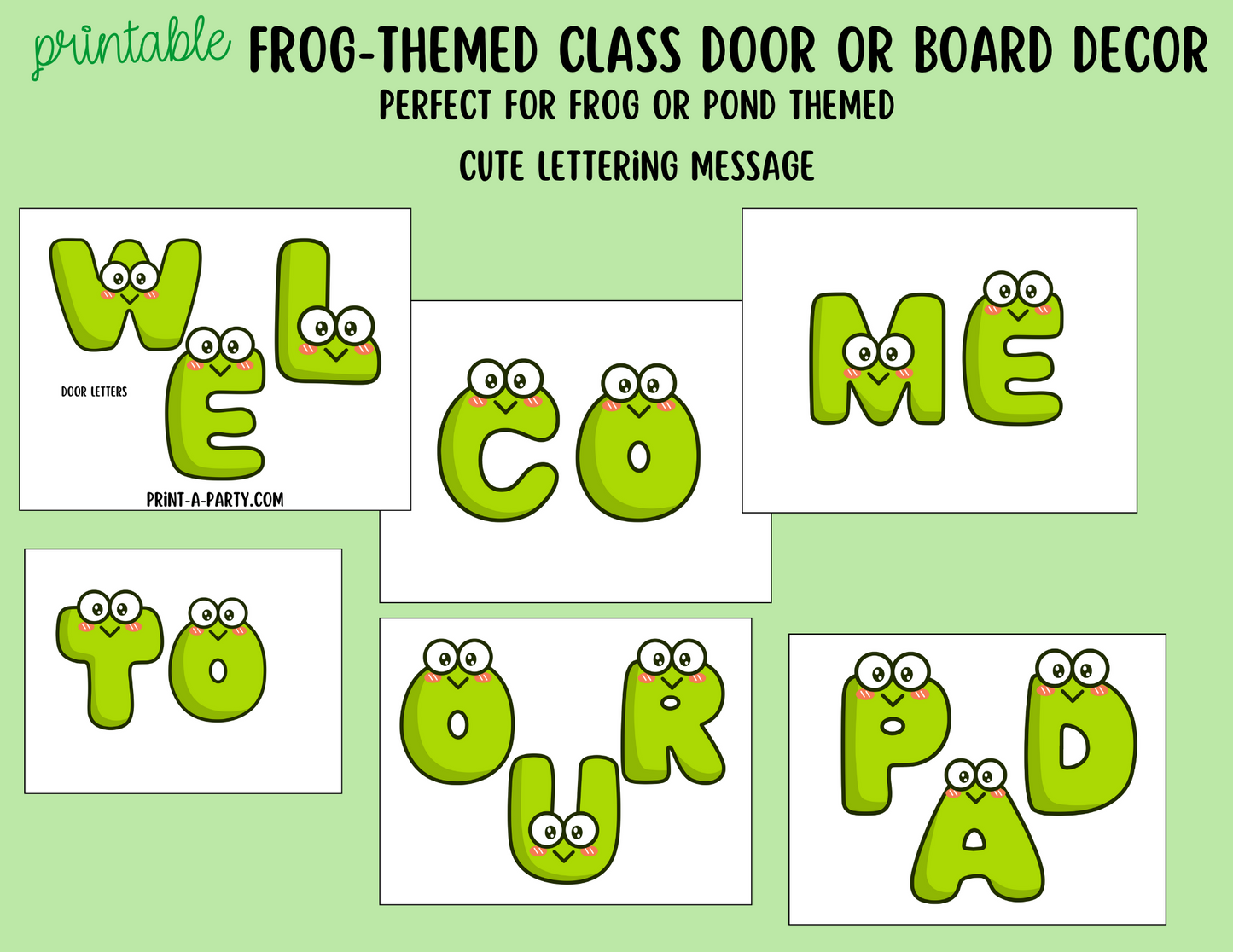 CLASSROOM DECOR | Frog-Themed Door Decoration Bulletin Board Decor - Welcome to Our Pad – Printable Frog-Themed Classroom Decor Kit