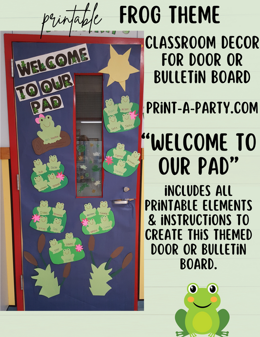 CLASSROOM DECOR | Door Decoration | Bulletin Board Kit - Frog Theme (Welcome to our Pad)