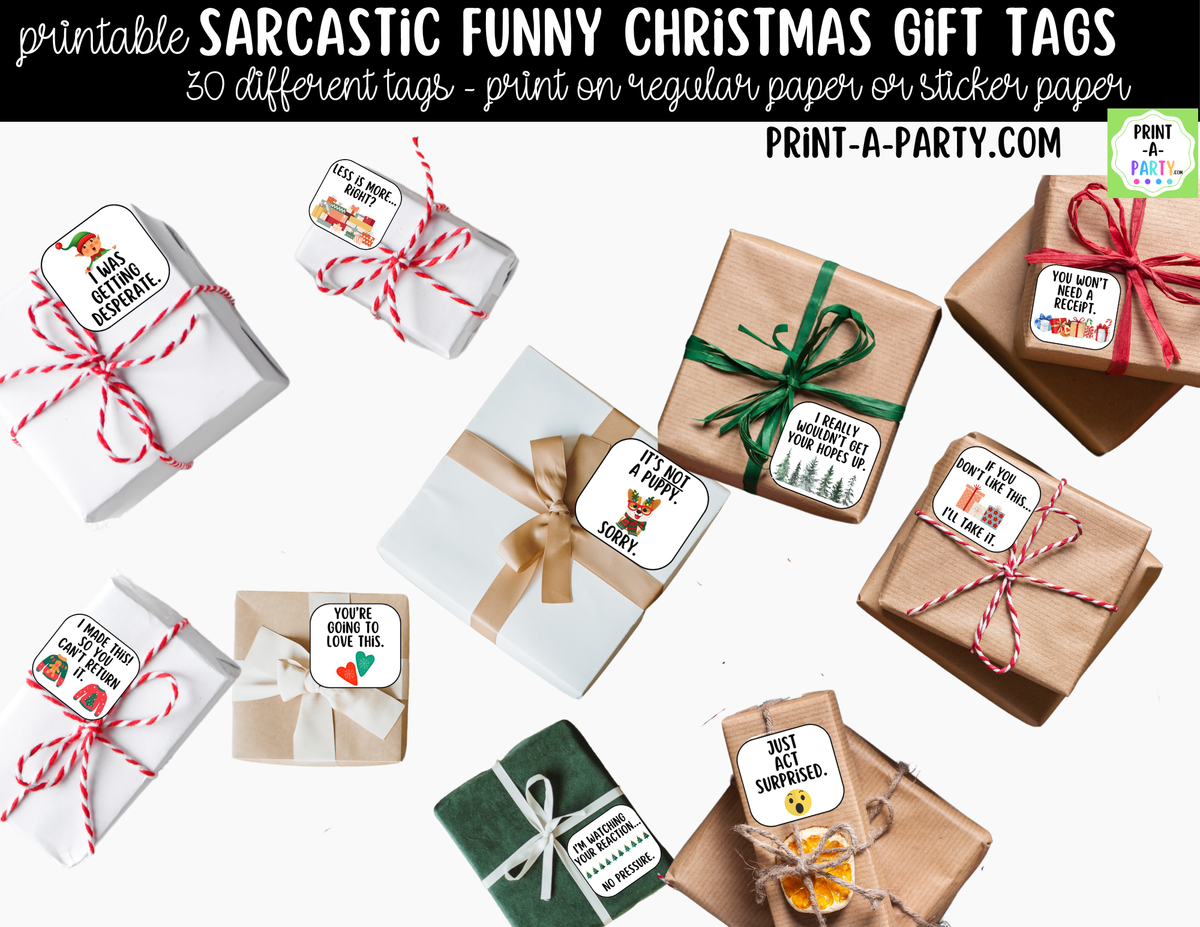 Funny Christmas Gift Tags Printable | 30 Sarcastic Holiday Gift Tags