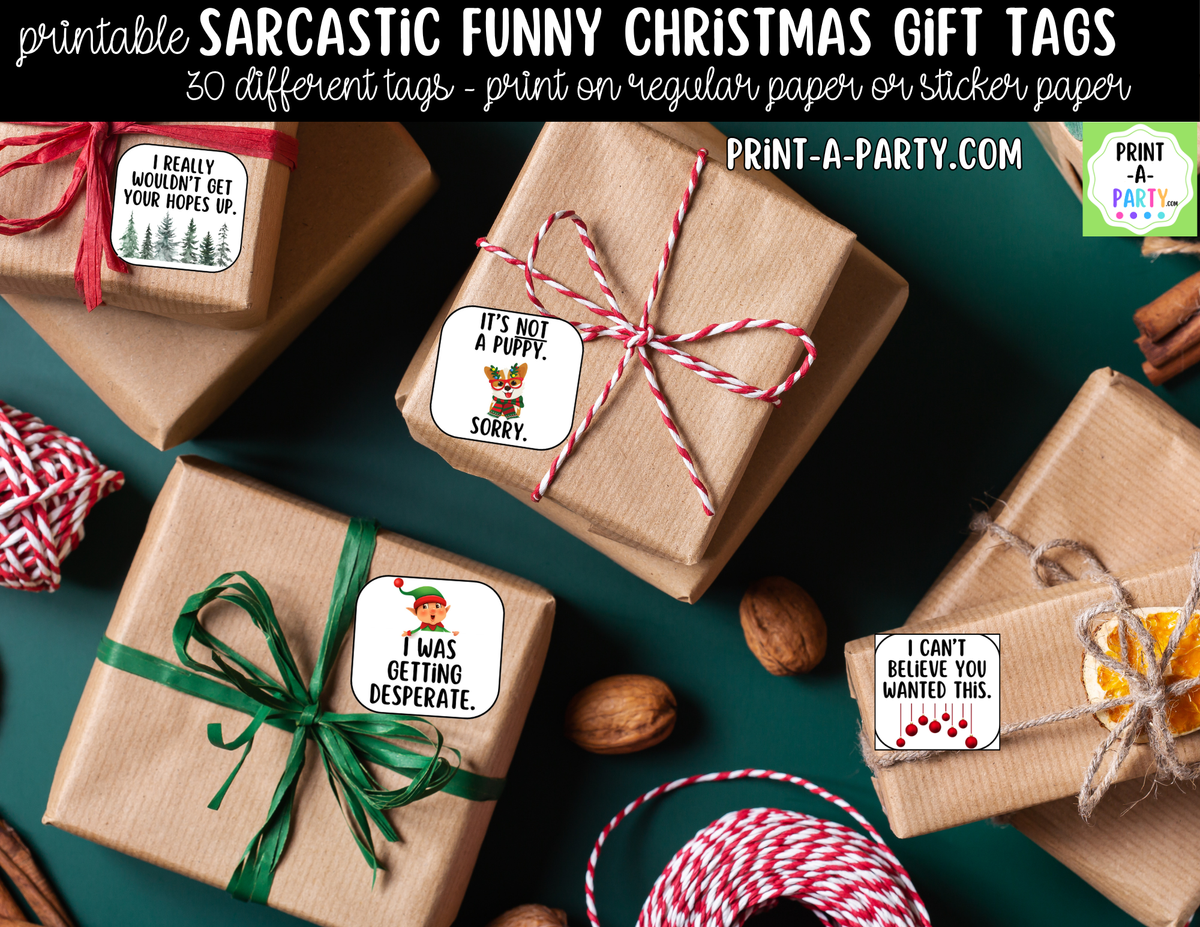Funny Christmas Gift Tags Printable | 30 Sarcastic Holiday Gift Tags