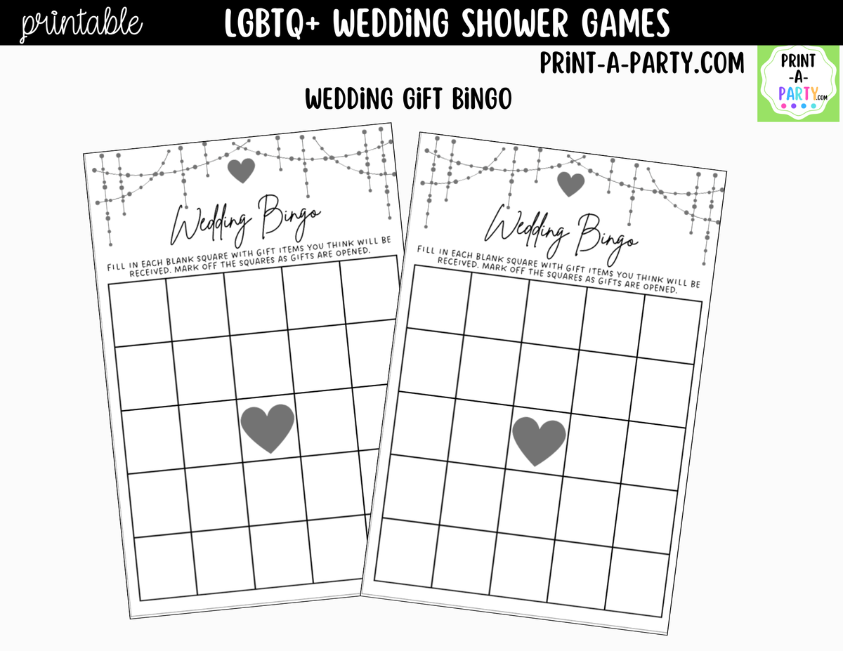 LGBTQ+ Wedding Shower Games Printable | Couples Party Games