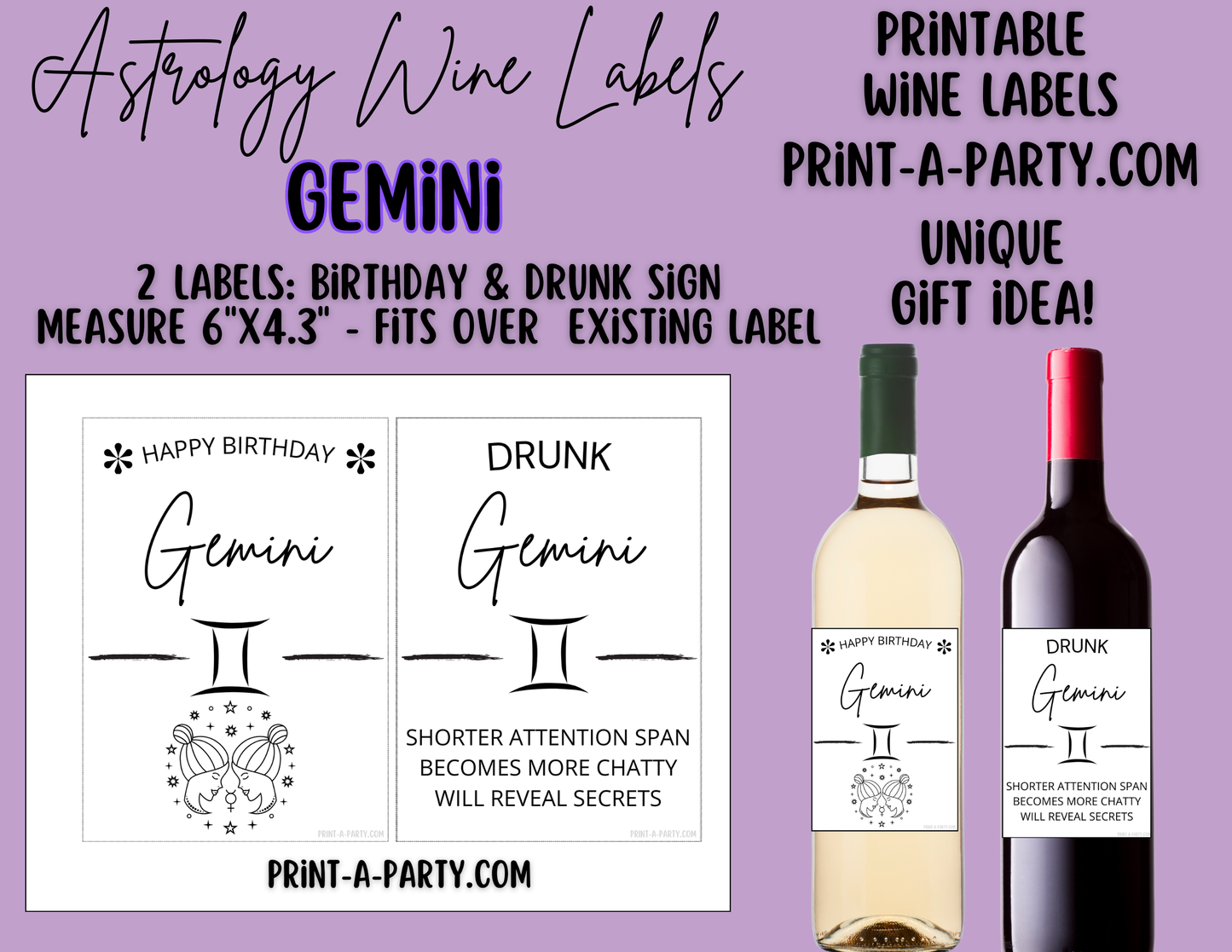 WINE LABELS: Astrology Zodiac Wine | Drunk Astrology Zodiac Signs | Astrology Wine | Zodiac Wine | Aries Taurus Gemini Cancer Leo Virgo Libra Scorpio Sagittarius Capricorn Aquarius Pisces | INSTANT DOWNLOAD