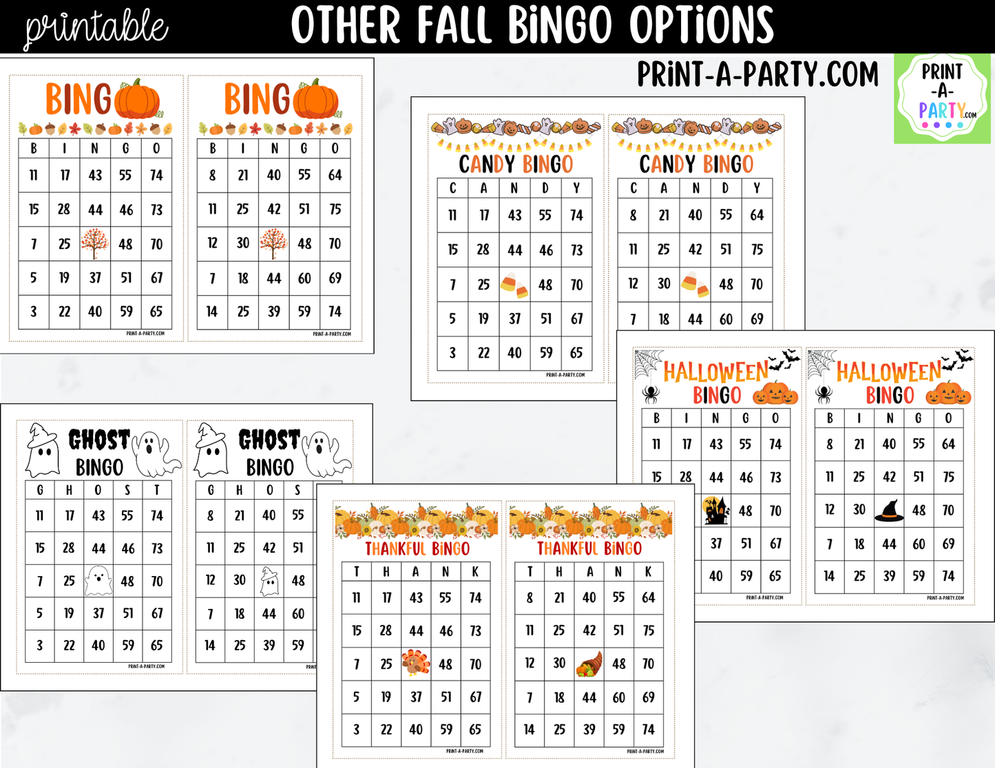 Halloween Bingo Game Printable | Ghost Party Game | Bingo Cards & Call Sheet
